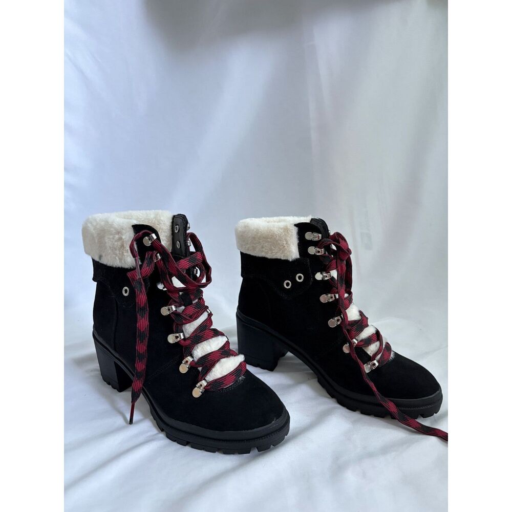 Jellypop NEW Women’s Heeled Nikkie Boots Size 8.5 Suede Fur Y2K Girly Booties